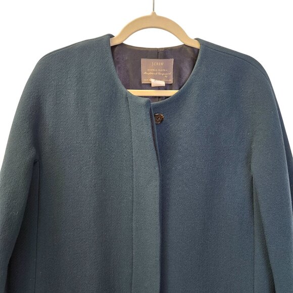 J. Crew Double Cloth Wool Blend Collarless Long Coat Size 10 Tall - Picture 4 of 6